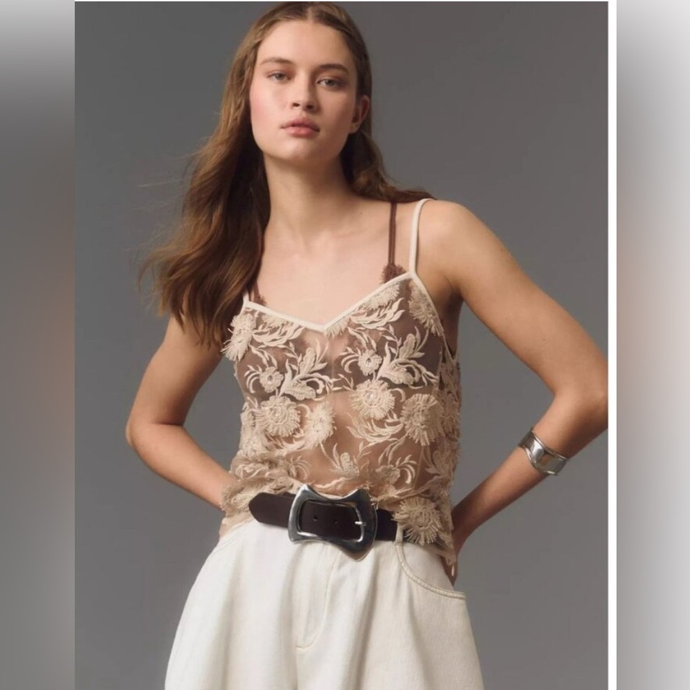 Eva Franco for Anthropologie floral appliqué cami